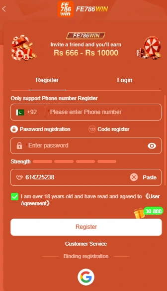 FE786.win Game APK Login & register