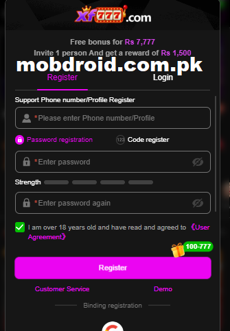 XF777 Game APK Register